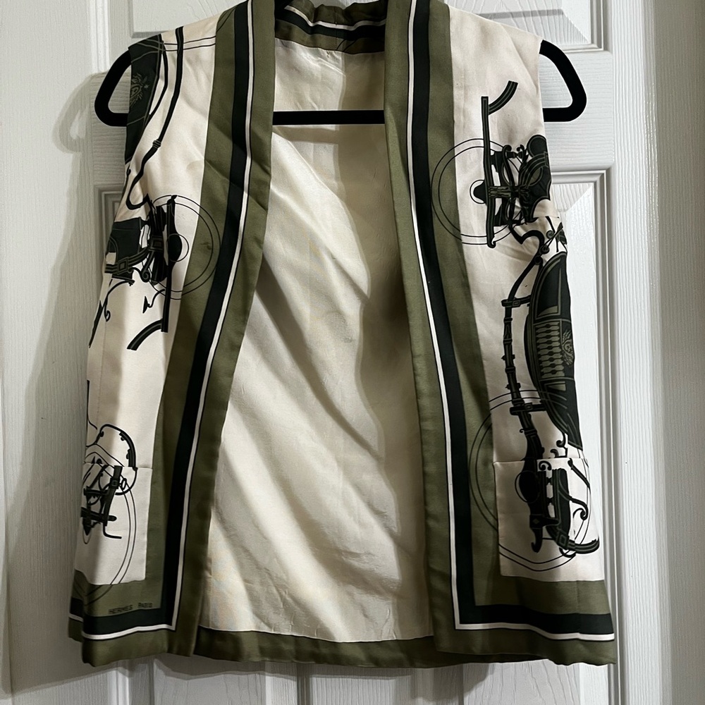 Hermes White and Green Vest